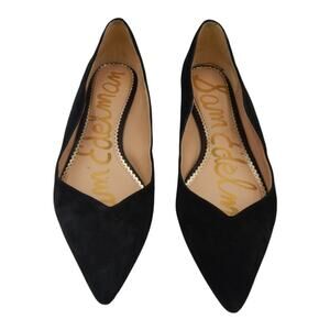 Sam Edelman Riza Wavy Scalloped Pointed Toe Suede Ballet Flats Black Size 9